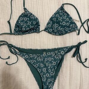Zaful Teal Floral Bikini Set